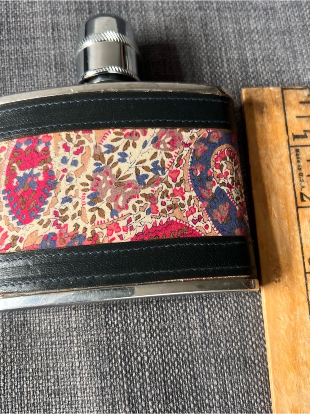 Liberty of London stainless Leather Hip Flask 4 ounce made in England vintage - Picture 7 of 12